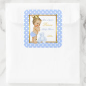 プリンスベビーシャワーボーイブルー水玉模様ブロンド スクエアシール (バッグ)