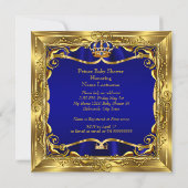 プリンスベビーシャワーボーイブルー華美金ゴールド 招待状 (裏面)