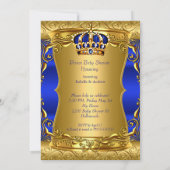プリンスベビーシャワーボーイブルー金ゴールドアフリカ系アメリカ 招待状 (裏面)