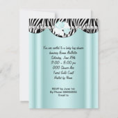 プリンスベビーシャワーボーイミントティール(緑がかった色)ブルーゼブラ 招待状 (裏面)