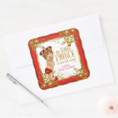 プリンスベビーシャワーボーイレッド金ゴールドホワイトブロンド スクエアシール (封筒)