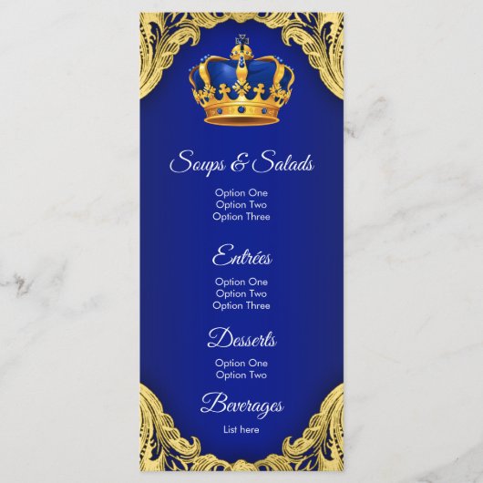 プリンスベビーシャワーメニュー メニュー (正面)