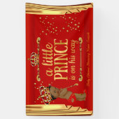 プリンスベビーシャワーレッド金ゴールドドレースエスニック 横断幕 (縦)