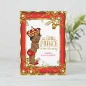 プリンスベビーシャワーレッド金ゴールドホワイトエスニック 招待状 (スタンド正面)