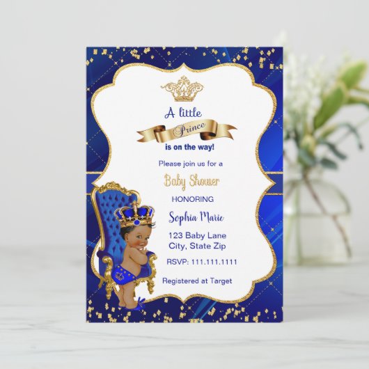 プリンスベビーシャワー招待状男の赤ちゃんシャワー 招待状 (スタンド正面)