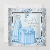 プリンスベビーシャワー男の赤ちゃんブルーダマスククラウン4F 招待状 (正面)