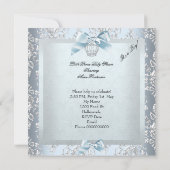 プリンスベビーシャワー男の赤ちゃんブルーダマスクシューズ4E 招待状 (裏面)