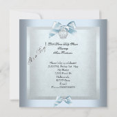 プリンスベビーシャワー男の赤ちゃんブルーダマスクシューズ 招待状 (裏面)