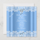プリンスベビーシャワー男の赤ちゃんブルーレースシューズ6a 招待状 (裏面)