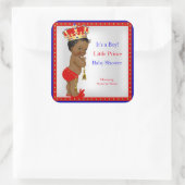 プリンスベビーシャワー赤白青ボーイエスニック スクエアシール (バッグ)