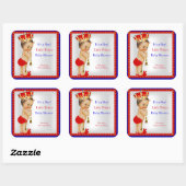 プリンスベビーシャワー赤白青ボーイブルネット スクエアシール (シート)