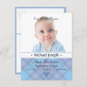 プリンスベビーブルー少年プレイド誕生の発表 案内ポストカード (正面/裏面)