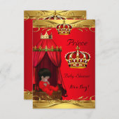 プリンスベビー王室のシャワーボーイレギュアルレッドクラウン 招待状 (正面/裏面)