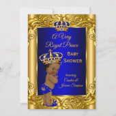 プリンスベビー王室のシャワー青王室の金ゴールド民族 招待状 (正面)