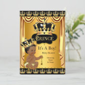 プリンスベビー王室のシャワー黒金ゴールド民族少年 招待状 (スタンド正面)