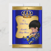 プリンスボーイ赤ちゃんシャワーブルーアフリカアメリカ 招待状 (正面)