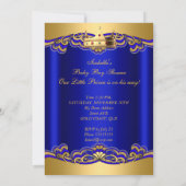 プリンスボーイ赤ちゃんシャワーブルーアフリカンアメリカン3a 招待状 (裏面)