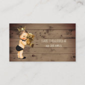 プリンスボーイ赤ちゃんシャワーレジストリ素朴木材 エンクロージャーカード (正面)