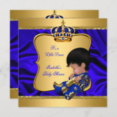 プリンスボーイ赤ちゃんシャワー青アフリカ系アメリカ絹 招待状 (正面/裏面)