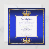 プリンスボーイ赤ちゃん王室のシャワーブルー金ゴールドブルネットDK 招待状 (裏面)