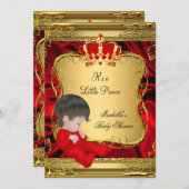 プリンスボーイ赤シャワーレッド華美金ゴールド 招待状 (正面/裏面)