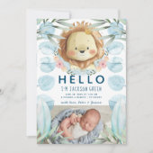 プリンスライオンイラストレーションフォトコラージュ誕生 案内状 (正面)