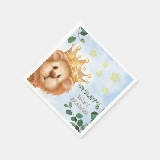 プリンスライオンゴールデンクラウンボーイ赤ちゃんシャワー スタンダードカクテルナプキン (角)