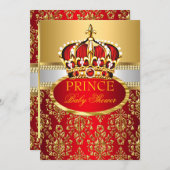 プリンスレ王室のッドクラウンベビーシャワー招待状 招待状 (正面/裏面)