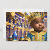 プリンス少年誕生日青金アフリカ系アメリカ人 招待状 (正面)