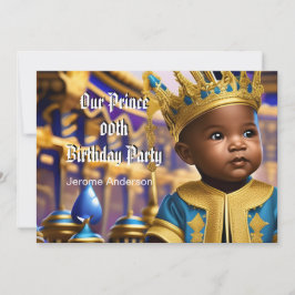 プリンス少年誕生日青金アフリカ系アメリカ人 招待状