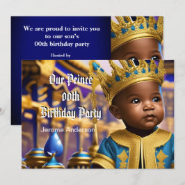 プリンス少年誕生日青金アフリカ系アメリカ人 招待状