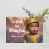 プリンス少年誕生日青金色アフリカ系アメリカ人2 招待状 (スタンド正面)
