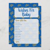 プリンス王室のは赤ちゃんシャワーのゲームブルーを願う 招待状 (正面/裏面)