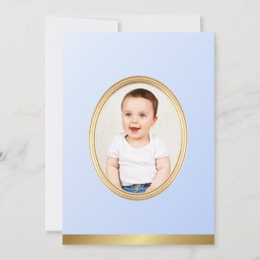 プリンス王室のキャッスルキャリッジブルー金ゴールドボーイ写真 招待状 (裏面)