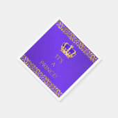 プリンス王室のパープル&金ゴールドクラウン スタンダードカクテルナプキン (角)