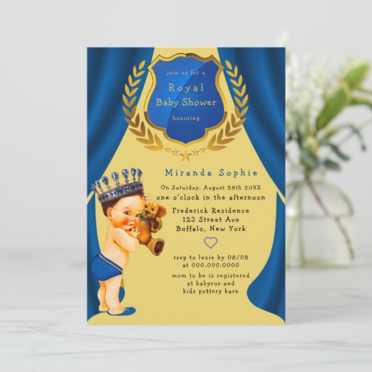 プリンス王室のブルーと金ゴールドシャワー 招待状 (スタンド正面)