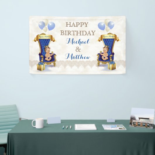 プリンス王室のブルー金ゴールド玉座ツインズボカスタマイズイ 横断幕 (トレードショー)