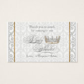 プリンス王室のプリンセスクラウンベビーシャワーメッセージカード (裏面)