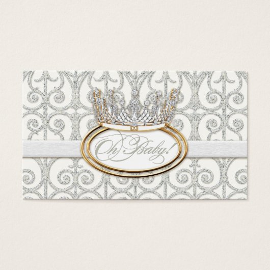プリンス王室のプリンセスクラウンベビーシャワーメッセージカード (正面)