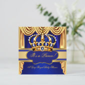 プリンス王室のベビーシャワーブルー金ゴールドシルクドレープ 招待状 (スタンド正面)