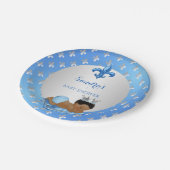 プリンス王室のベビーブルーシルバー(紋章の)フラ・ダ・リ ペーパープレート (アングル)