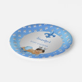 プリンス王室のベビーブルーシルバー(紋章の)フラ・ダ・リ ペーパープレート (アングル)