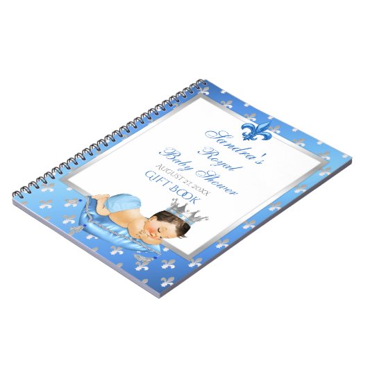 プリンス王室のベビーブルー&シルバーピローギフトゲスト ノートブック (左側)