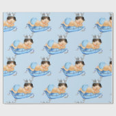 プリンス王室のベビーブルー&シルバーピローボーイ ラッピングペーパー (フラット)