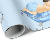 プリンス王室のベビーブルー&シルバーピローボーイ ラッピングペーパー (ロールコーナー)