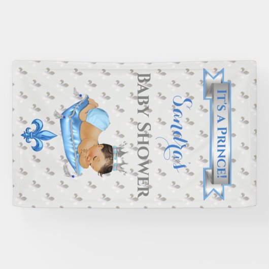 プリンス王室のベビーブルー&シルバーピローボーイ 横断幕 (横)