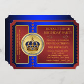 プリンス王室のボーイズ王子誕生日パーティー 招待状 (正面/裏面)