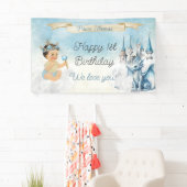 プリンス王室の男の赤ちゃんキャッスルドラゴンブルー金ゴールド 横断幕 (インサイチュ)