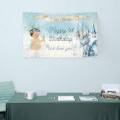 プリンス王室の男の赤ちゃんキャッスルドラゴンブルー金ゴールド 横断幕 (トレードショー)