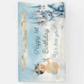 プリンス王室の男の赤ちゃんキャッスルドラゴンブルー金ゴールド 横断幕 (縦)